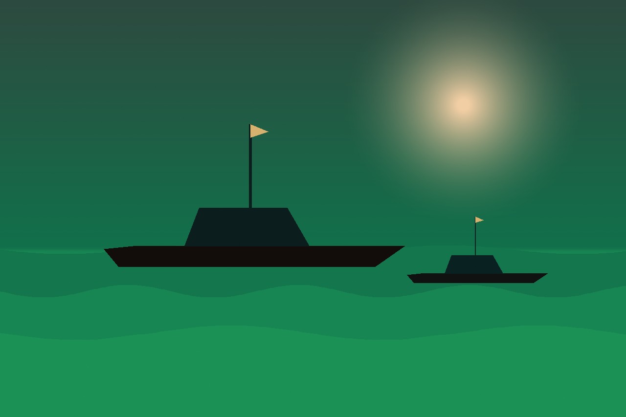 Yachts sailing at dusk on open water.
